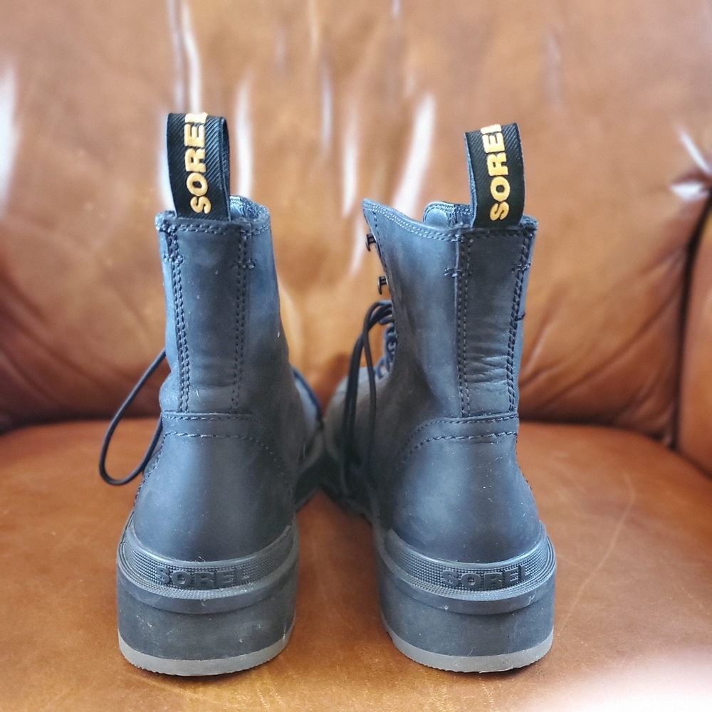 Sorel Hi-Line Black Leather Lace-Up Boots - Picture 2 of 6